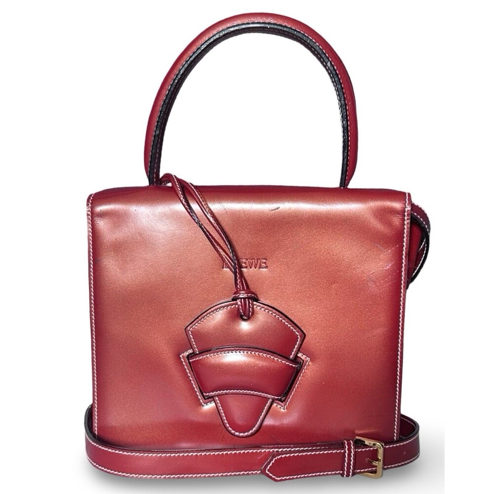 Loewe RARE 🧡Barcelona Redish-Orange Smooth Leather Hand/Crossbody Bag